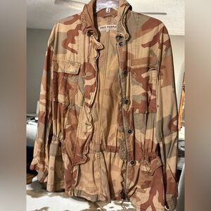 Free People Tan and Brown Patterned Jacket